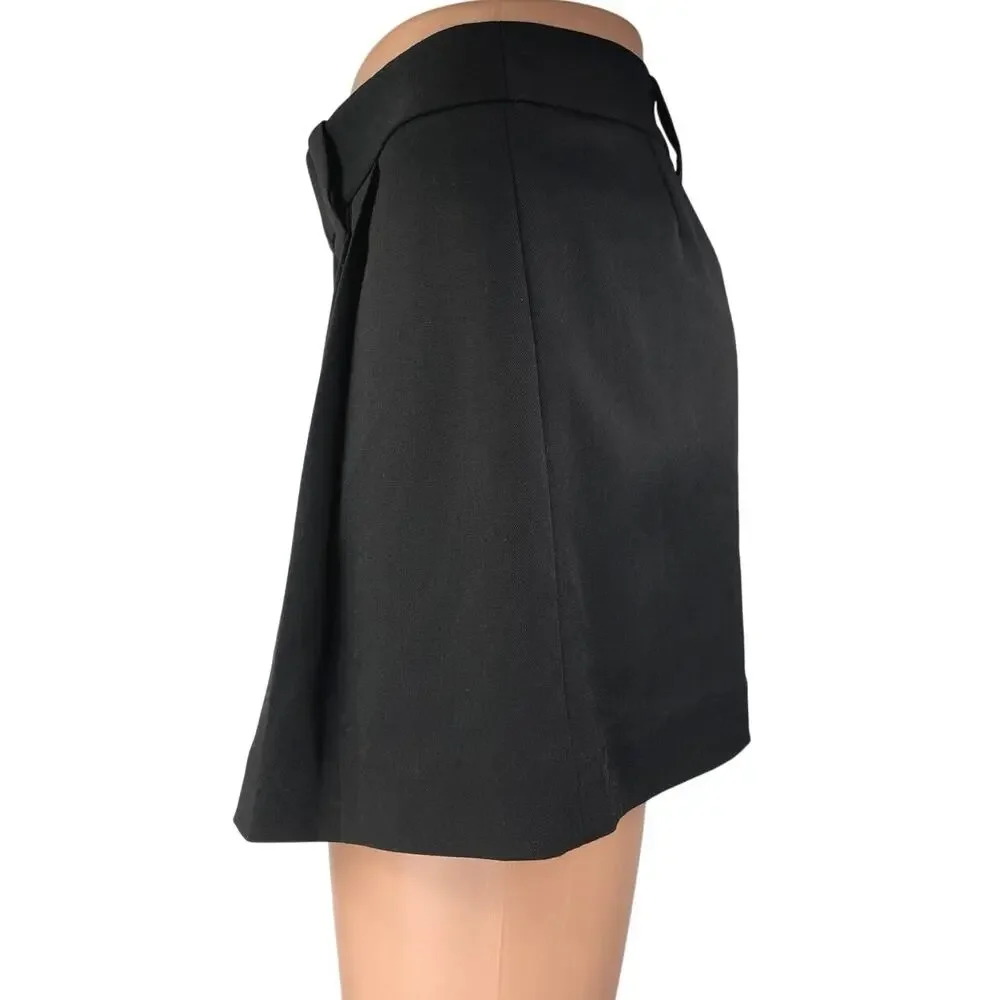 L'Academie Bella Women's Black Pleated High Waist Mini A-Line Flared Skirt Sz M
